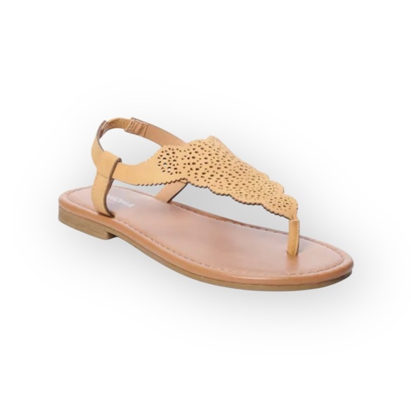 Sonoma ᪥ Laser Cut Vegan Leather Gladiator Thong Flat Sandals ᪥ Butter Yellow 6M - Picture 15 of 16